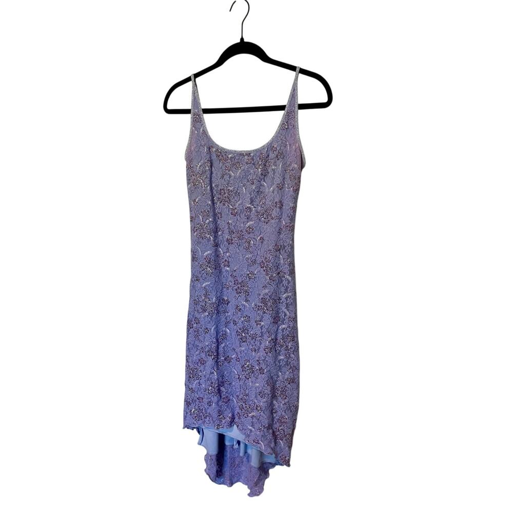 Vintage Y2K My Michelle Lavender Glitter Lace Midi Dress Fairy Ethereal M